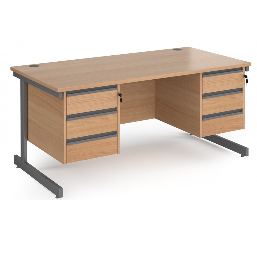 Harlow Straight desk with 2 x Three Drawer Pedestals